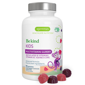Kids Multivitamin Gummy with Methylated B-Vitamins, Iodine & Zinc, Clean & Sugar-Free, for Children aged 4+, 90 Gummies