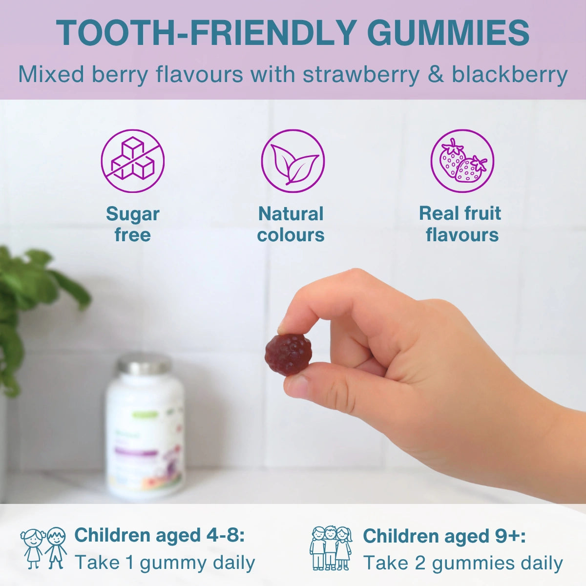 Kids Multivitamin Gummy with Methylated B-Vitamins, Iodine & Zinc, Clean & Sugar-Free, for Children aged 4+, 90 Gummies