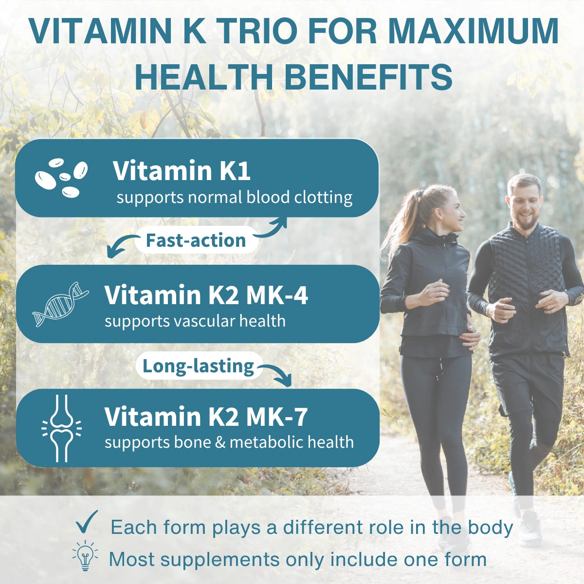 Triple Vitamin K Complex 2700 mcg, High Strength Vitamin K1 & K2 (MK-4 & MK-7), Bioactive Natural Forms, Clean Label, Vegan, 90 Capsules