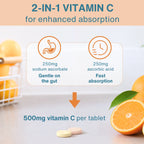 Vitamin C Sugar-Free Chewable 500mg, Kids & Adults, Orange and Lemon Flavours, 120 Tablets