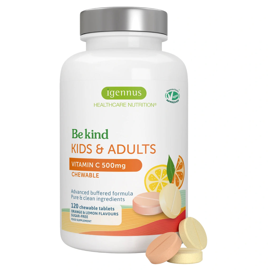 Vitamin C Sugar-Free Chewable 500mg, Kids & Adults, Orange and Lemon Flavours, 120 Tablets