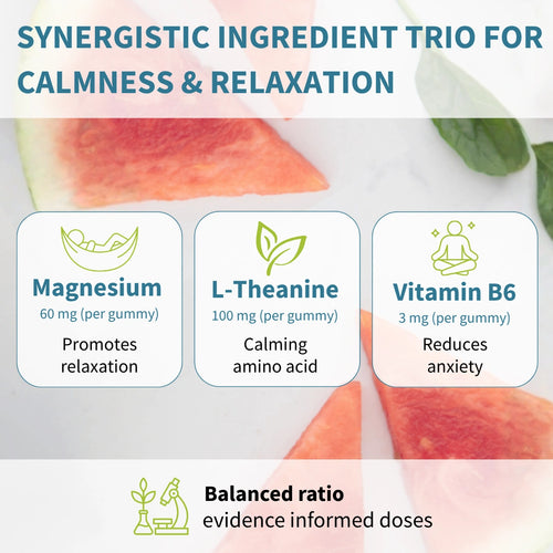 Calm Magnesium Gummies, with L-Theanine & Vitamin B6, for Kids & Adults, 90 Gummies