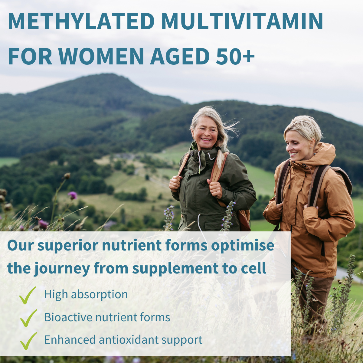 Methylated Multivitamin & Minerals for Women 50+, with Folate, Calcium, Magnesium & Antioxidants, 60 Tablets
