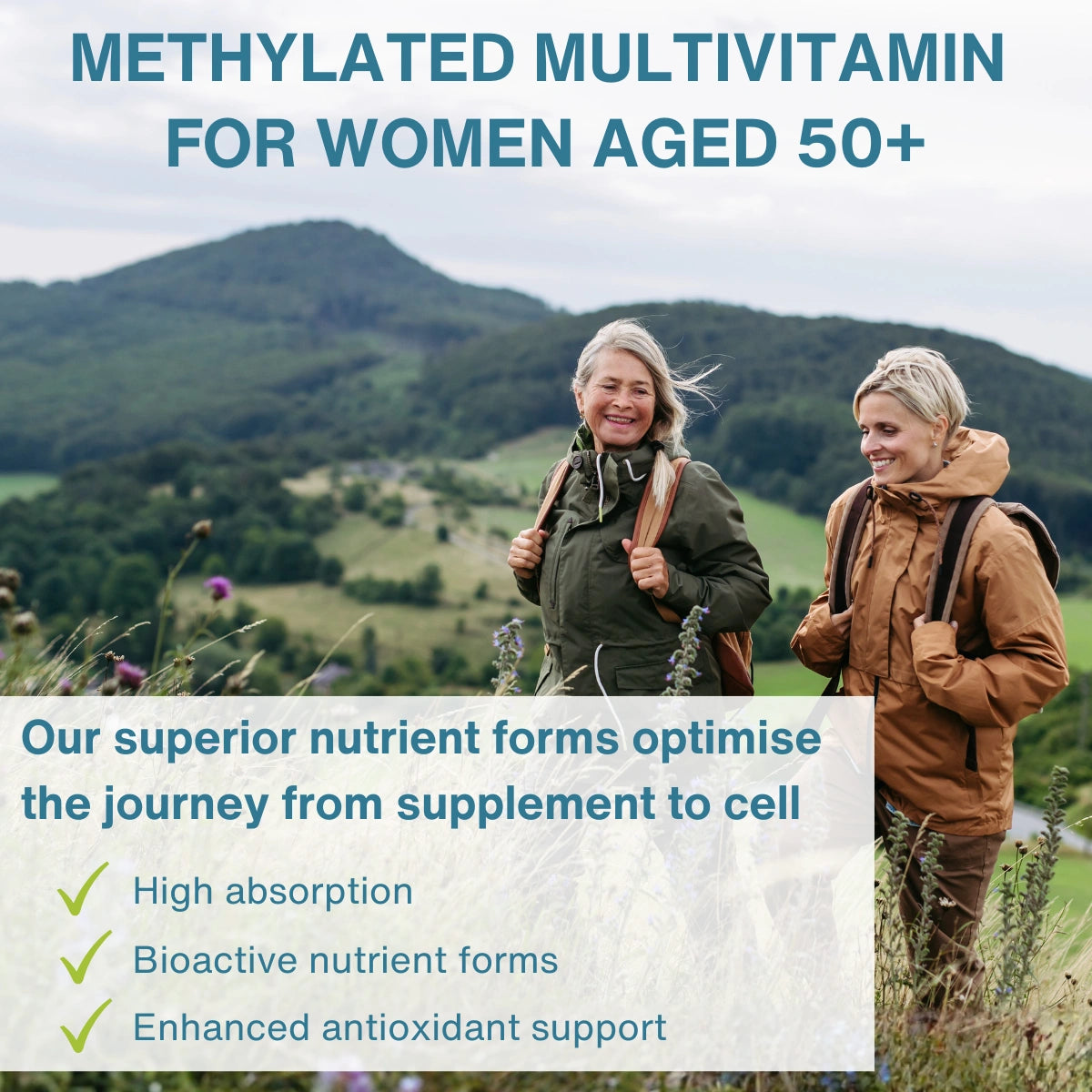 Methylated Multivitamin & Minerals for Women 50+, with Folate, Calcium, Magnesium & Antioxidants, 60 Tablets