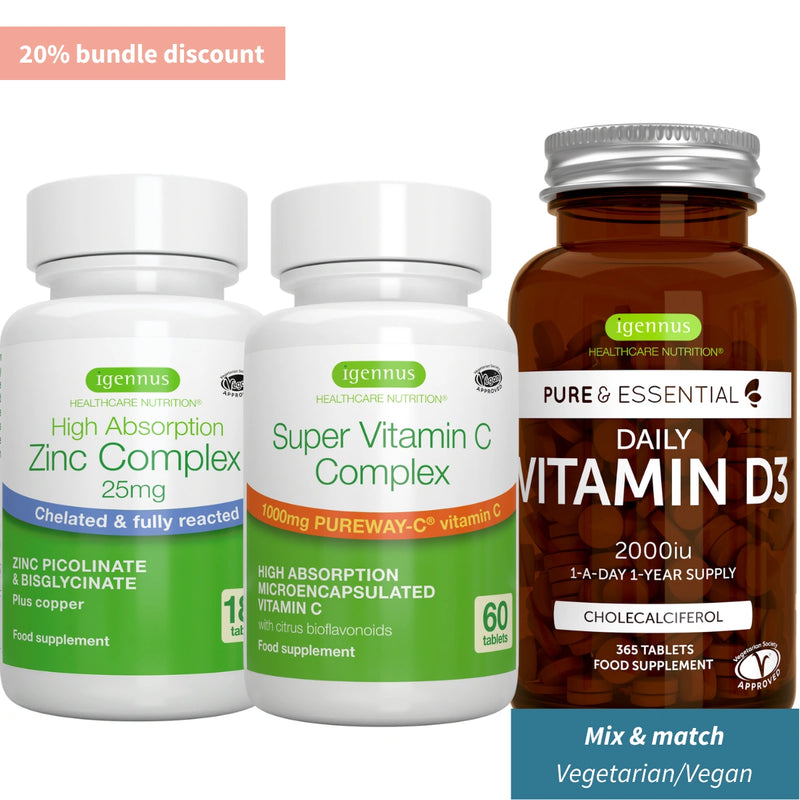 Immune Boosting Trio Bundle - with a choice of vegetarian or vegan vitamin D3