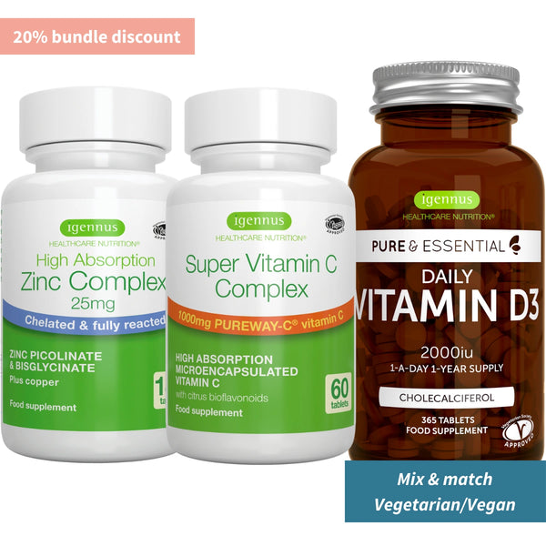 Immune Boosting Trio Bundle - with a choice of vegetarian or vegan vitamin D3