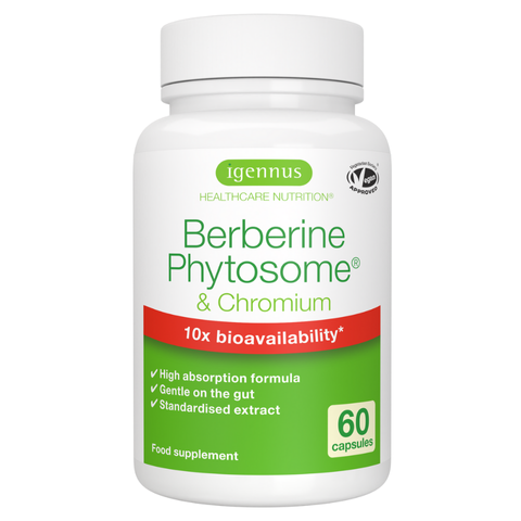 Berberine Phytosome & Chromium Picolinate, Blood Glucose Control Supplement, Vegan, 60 Capsules