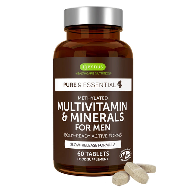 Methylated Multivitamin & Minerals for Men Enhanced with Lycopene, Vitamin D, B6 & B12, Slow Release, 60-180 Tablets