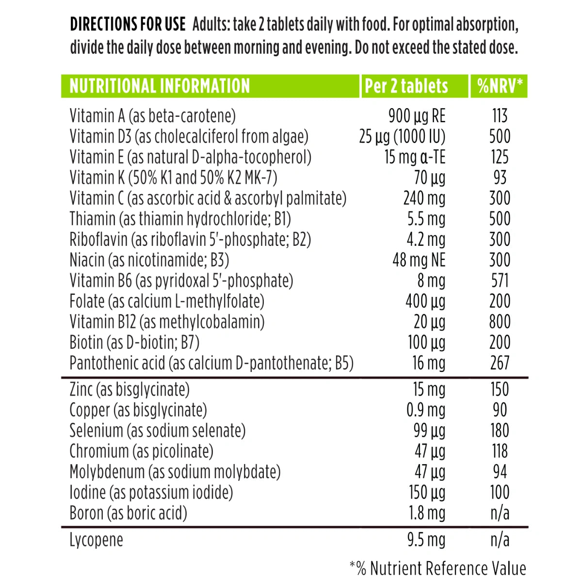 Methylated Multivitamin & Minerals for Men Enhanced with Lycopene, Vitamin D, B6 & B12, Slow Release, 60-180 Tablets