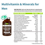 Multivitamin supplement bottle with nutritional information on a white background