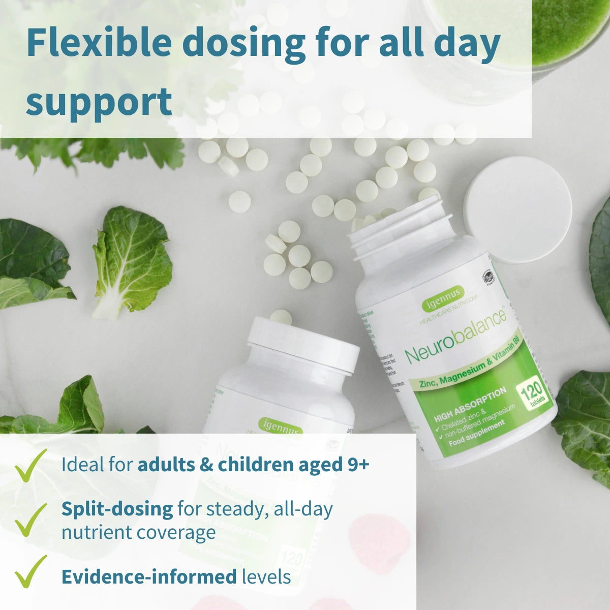 Neurobalance - High-Absorption Zinc, Magnesium & Vitamin B6 for Adults & Children, 120-360 Tablets