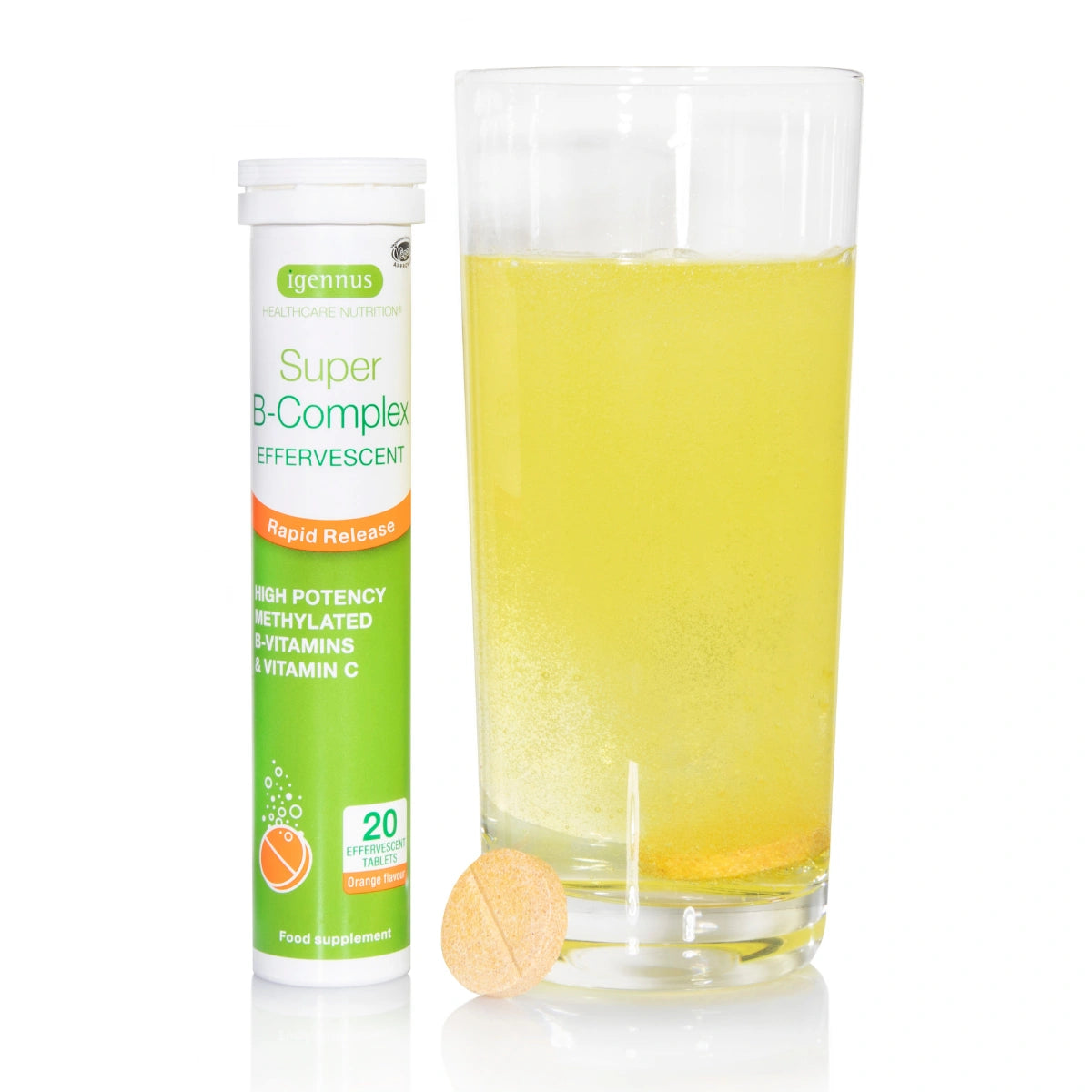 Super B-Complex Effervescent, Orange Flavour, 20 Tablets