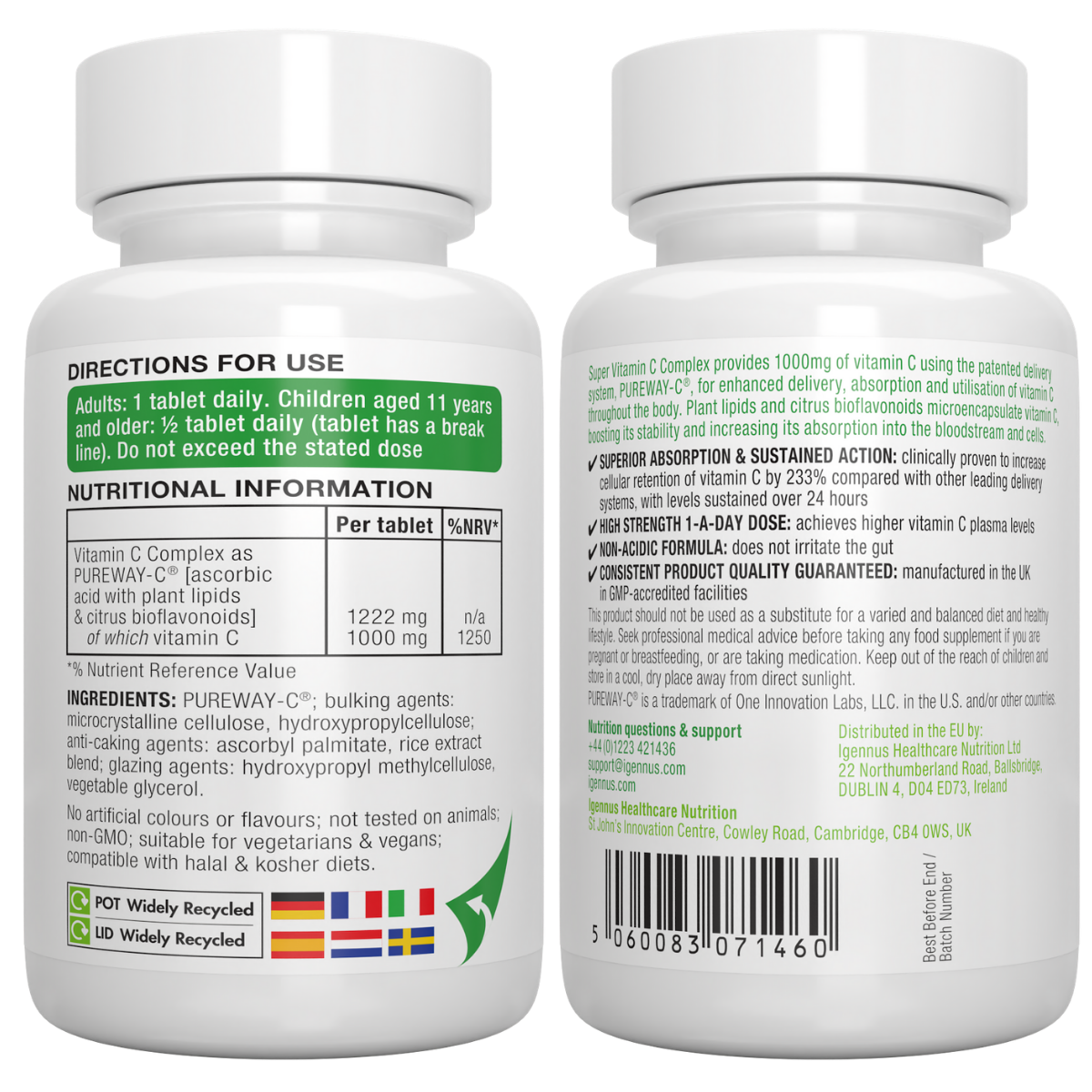 Super Vitamin C Complex, 1000mg Microencapsulated Pureway-C® with Bioflavonoids, 60 Tablets