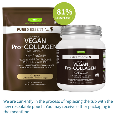 Pure & Essential Vegan Pro-Collagen Protein Powder, Enhanced with Glycine, Proline & Hydroxyproline & Vitamin C, 35 servings