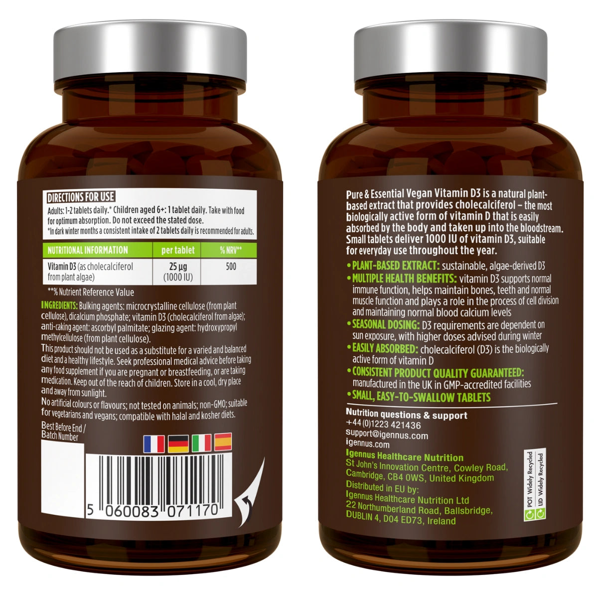 Vegan Vitamin D3 1000iu Cholecalciferol, Algae Extract, 365 Tablets