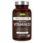 Vegan Vitamin D3 supplement bottle with brown label on a white background
