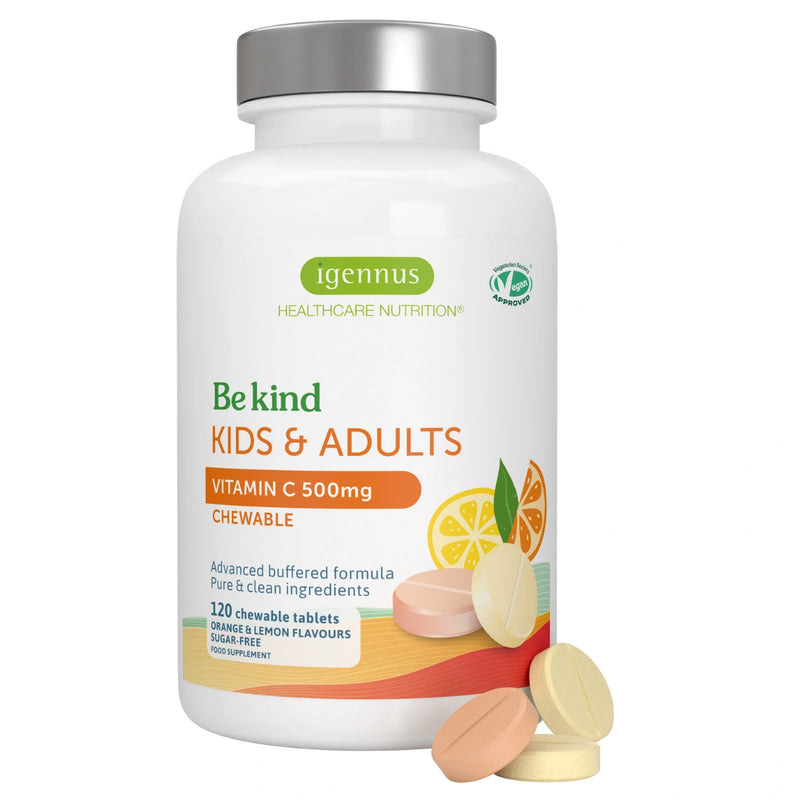 Vitamin supplement bottle with 'igennus' branding on a white background