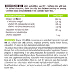 A white rectangular supplement facts panel with black text, headed 'DIRECTIONS FOR USE' and showing nutritional information and ingredients per 2 softgels.