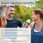 Man and woman outdoors holding a water bottle with health benefits text overlay