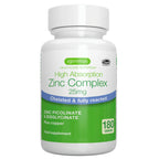 Supplement bottle labeled 'High Absorption Zinc Complex' by igennus on a white background