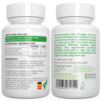 Two white supplement bottles with labels showing directions, nutritional information, and ingredients.