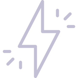 Lightning bolt icon in purple on a white background