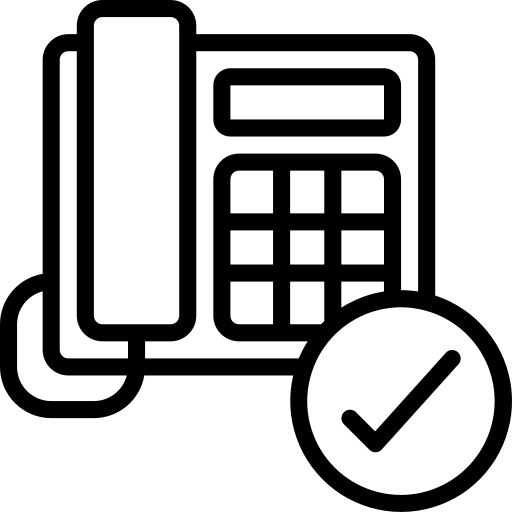 Icon of a smartphone with a calculator app and a check mark, symbolizing verification or confirmation.