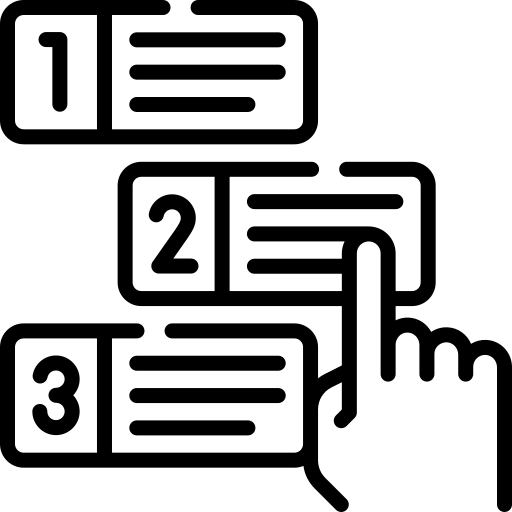 Icon of a maze with numbered levels, resembling a game or puzzle.