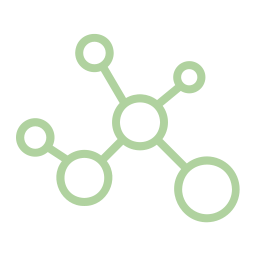 Green network icon on a white background