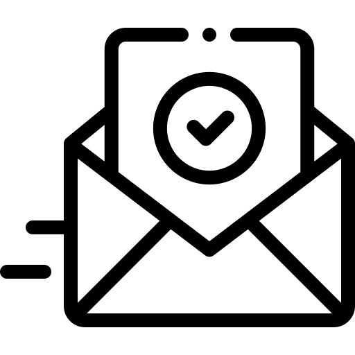 Icon of an envelope with a check mark inside, symbolizing confirmation or validation.