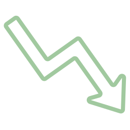 Green downward arrow icon on a white background