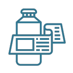 Outline of a bottle and a box on a white background