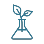 Icon of a beaker with a plant growing out of it, symbolizing science and nature.