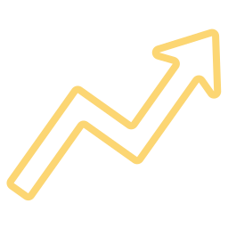 Yellow upward arrow icon on a white background