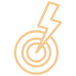 Icon of a target with a lightning bolt inside on a white background