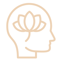 Outline of a head with a lotus flower inside on a white background