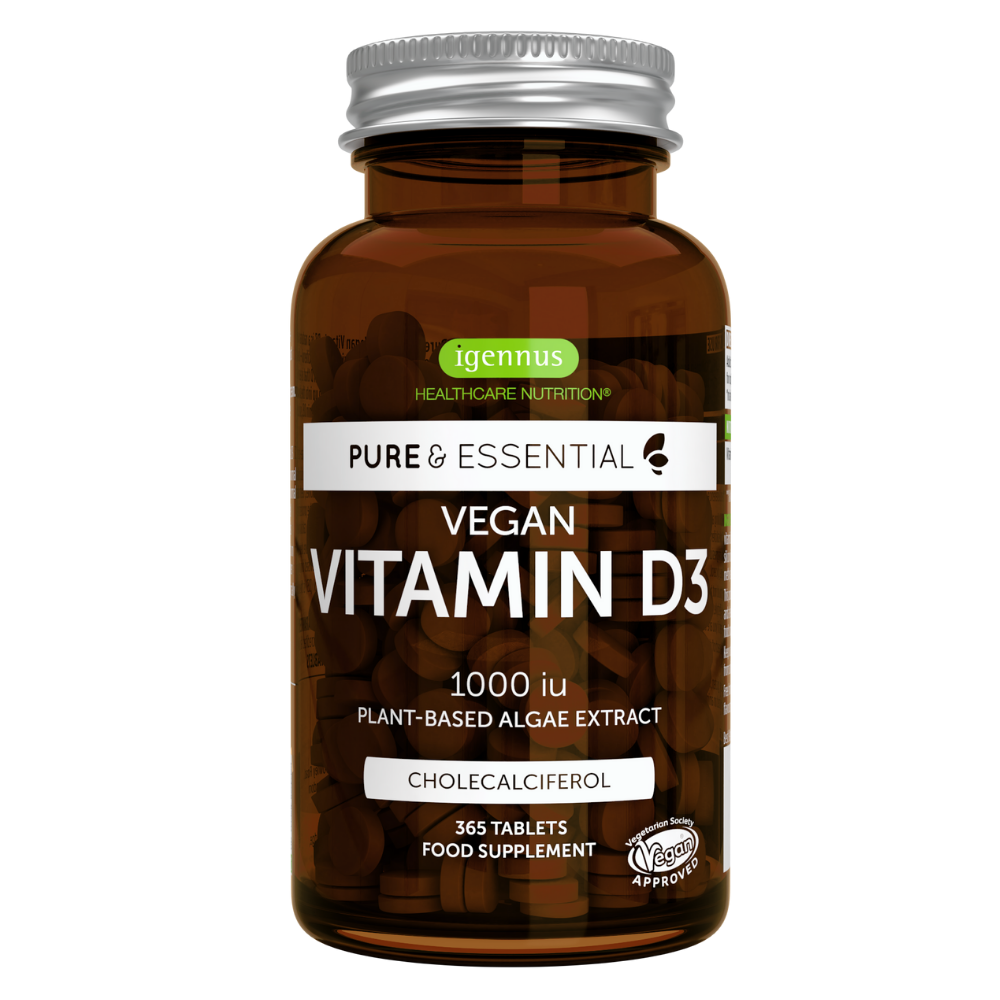 Pure & Essential Vegan Vitamin D3 1000iu Cholecalciferol, Algae Extract, 365 tablets
