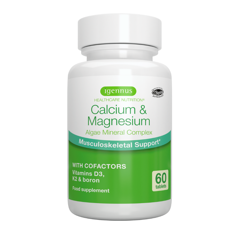 Calcium & Magnesium, High Absorption Algae Mineral Complex, Vitamin D3, K2 & Boron, Vegan, 60 Tablets