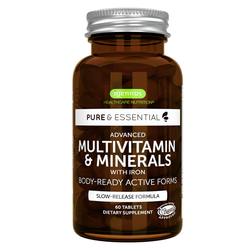 Pure & Essential Advanced Multivitamin and Minerals with Iron for Women, Sustained Release, plus Folate, Vitamins D3 1000iu & Zinc