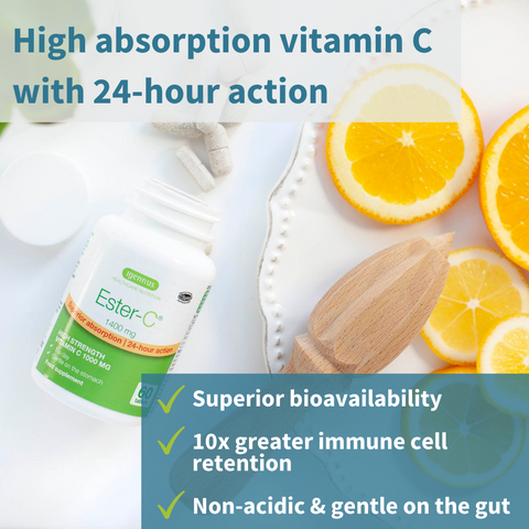 Ester-C®, 1400mg non-acidic Vitamin C 1000mg, 24-hour immune support, vegan, 60 tablets