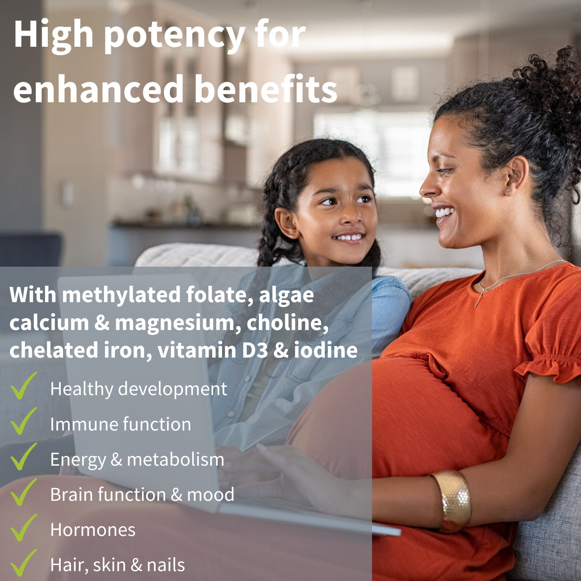 Methylated Pregnancy Multivitamin, with Folic Acid as Methyl-Folate, Choline, Calcium, Gentle Iron, 60 Tablets