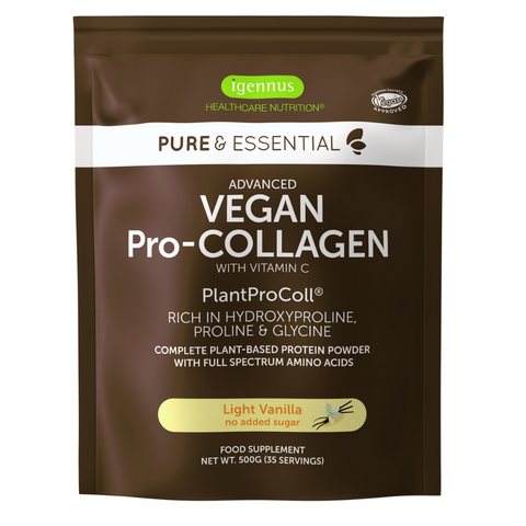 Pure & Essential Vegan Pro-Collagen Protein Powder, Enhanced with Glycine, Proline & Hydroxyproline & Vitamin C, 35 servings